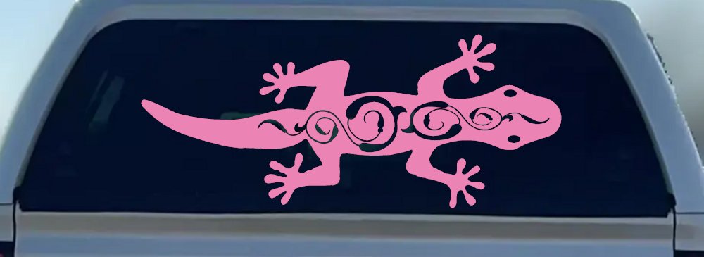 Lizard With Back Swirls Car or Truck Window Decal Sticker (Pink)