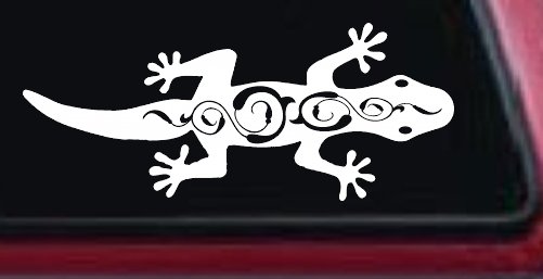Lizard With Back Swirls Car or Truck Window Decal Sticker (White)
