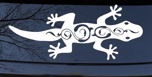 Lizard With Back Swirls Car or Truck Window Decal Sticker (White)