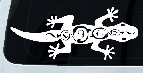 Lizard With Back Swirls Car or Truck Window Vinyl Decal Sticker (White)