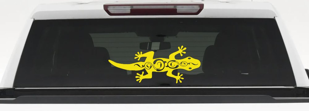 Lizard With Back Swirls Car or Truck Window Decal Sticker (Yellow)