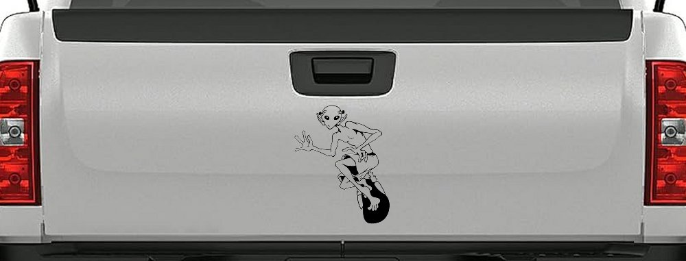 Alien Surfing Funny Car or Truck Window Vinyl Decal Sticker (Black)