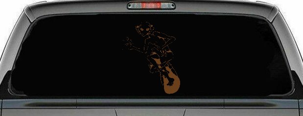 Alien Surfing Funny Car or Truck Window Vinyl Decal Sticker (Copper)