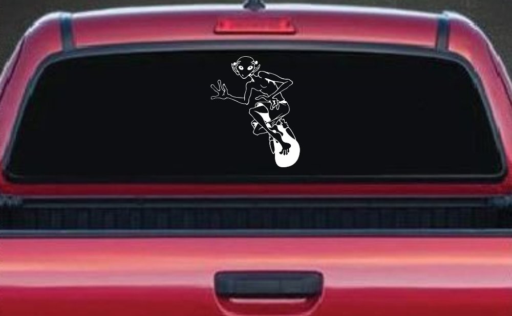 Alien Surfing Funny Car or Truck Window Decal Sticker