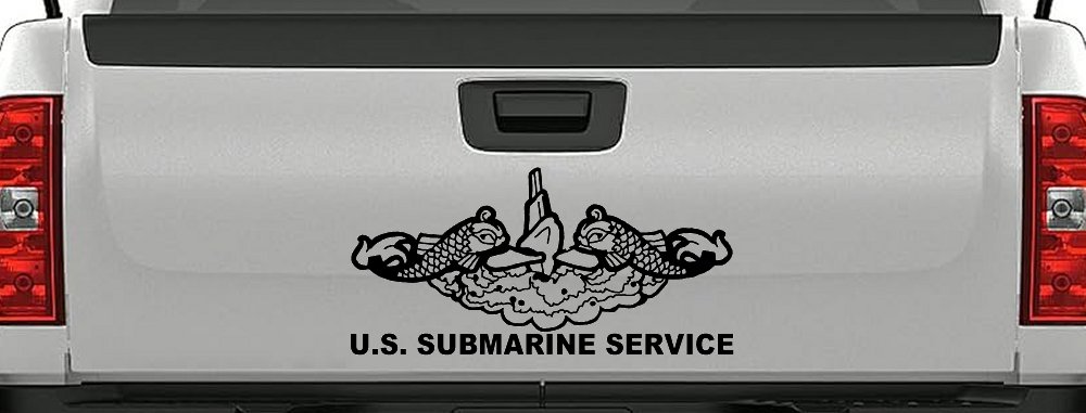 U.S. Submarine Service with Dolphins Military Car or Truck Window Decal Sticker (Black)
