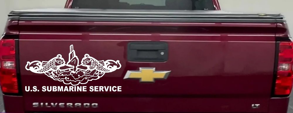 U.S. Submarine Service with Dolphins Military Car or Truck Window Decal Sticker (White)