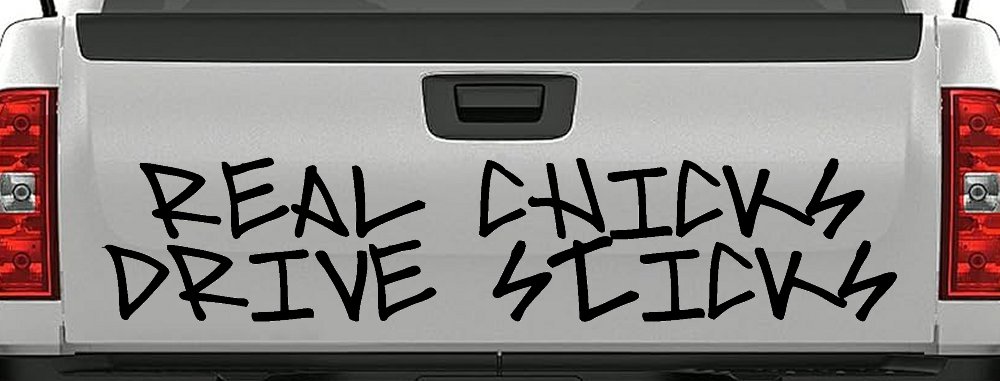 Real Chicks Drive Sticks Motor Sports Car or Truck Window Decal Sticker (Black)
