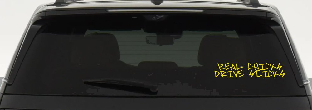 Real Chicks Drive Sticks Motor Sports Car or Truck Window Decal Sticker
