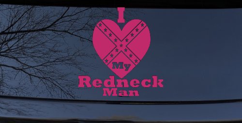 I Love my Redneck Man Country Car or Truck Window Decal Sticker (Hot Pink)