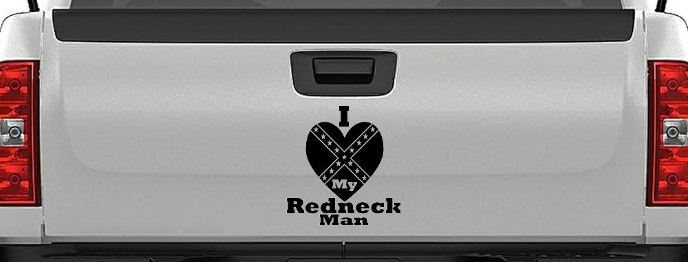I Love my Redneck Man Country Car or Truck Window Decal Sticker (Matte Black)
