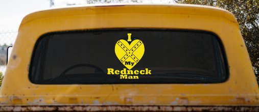 I Love my Redneck Man Country Car or Truck Window Decal Sticker (Yellow)