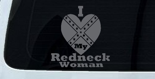 I Love my Redneck Woman Country Car or Truck Window Decal Sticker (Silver)