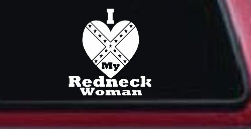 I Love my Redneck Woman Country Car or Truck Window Decal Sticker (White)