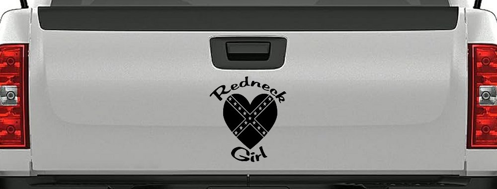 Redneck Girl Rebel Heart Country Car or Truck Window Decal Sticker (Black)