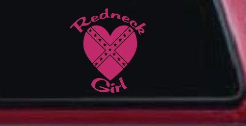 Redneck Girl Rebel Heart Country Car or Truck Window Decal Sticker (Hot Pink)
