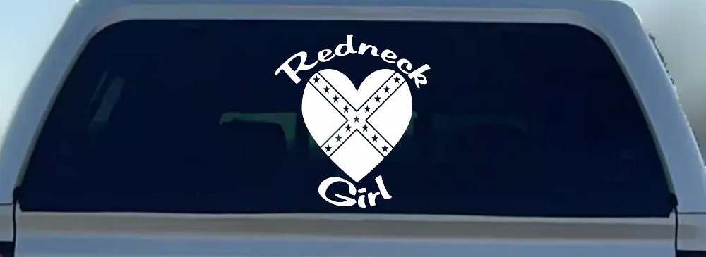 Redneck Girl Rebel Heart Country Car or Truck Window Vinyl Decal Sticker (White)