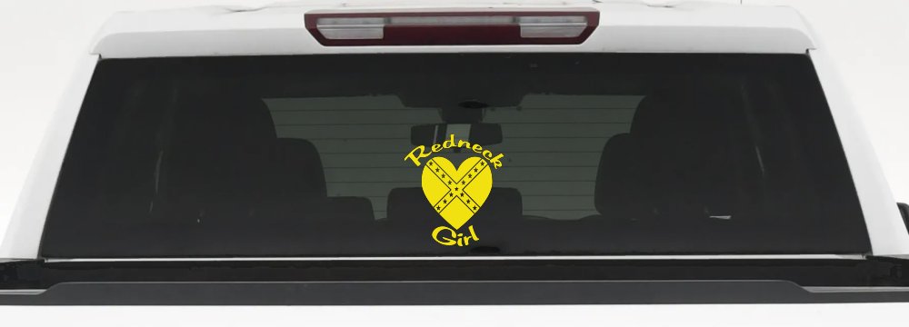 Redneck Girl Rebel Heart Country Car or Truck Window Decal Sticker (Yellow)