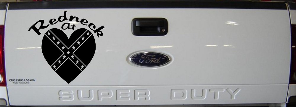 Redneck At Heart Country Car or Truck Window Decal Sticker (Black)