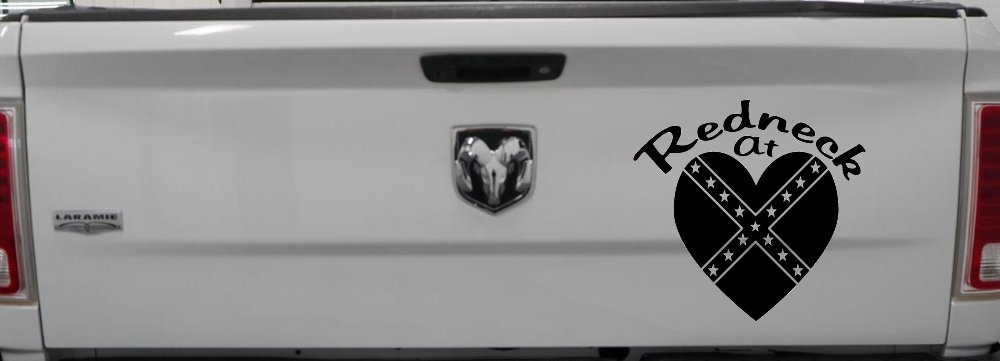 Redneck At Heart Country Car or Truck Window Decal Sticker (Black)