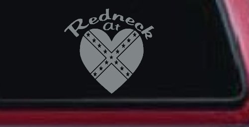 Redneck At Heart Country Car or Truck Window Decal Sticker (Telegrey)