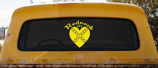 Redneck At Heart Country Car or Truck Window Decal Sticker (Yellow)
