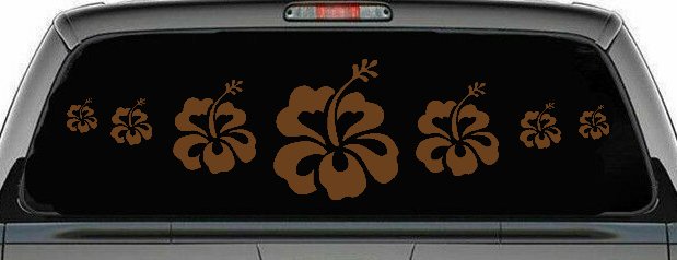 Hibiscus Flowers Row Car or Truck Window Decal Sticker