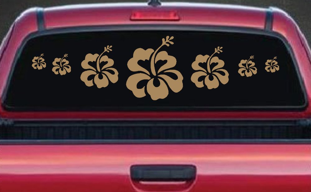 Hibiscus Flowers Row Car or Truck Window Decal Sticker