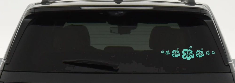 Hibiscus Flowers Row Car or Truck Window Decal Sticker (Mint)