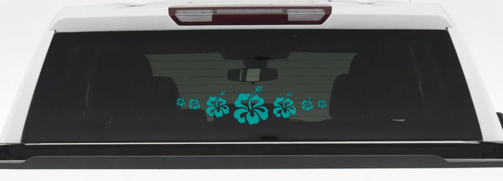 Hibiscus Flowers Row Car or Truck Window Decal Sticker