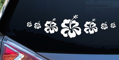 Hibiscus Flowers Row Car or Truck Window Decal Sticker