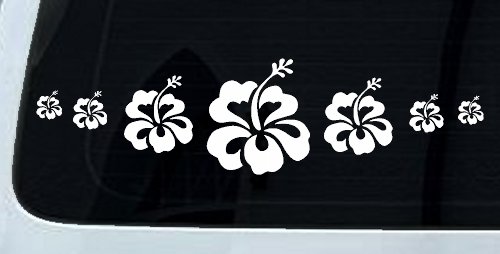 Hibiscus Flowers Row Car or Truck Window Decal Sticker