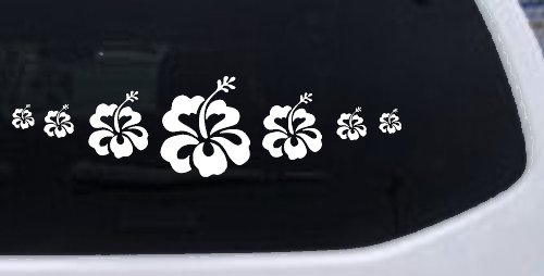 Hibiscus Flowers Row Car or Truck Window Decal Sticker