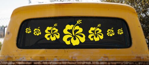 Hibiscus Flowers Row Car or Truck Window Decal Sticker