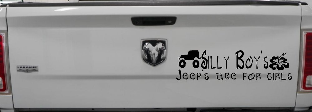 Silly Boys Jeeps are for Girls Off Road Car or Truck Window Decal Sticker (Black)