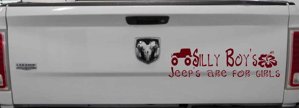Silly Boys Jeeps are for Girls Off Road Car or Truck Window Decal Sticker (Purple Red)