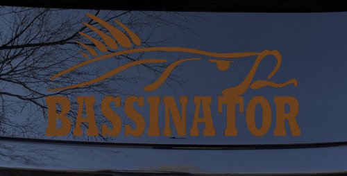 Bassinator Bass Fishing Car or Truck Window Decal Sticker (Copper)