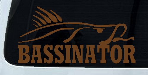 Bassinator Bass Fishing Car or Truck Window Decal Sticker (Copper)