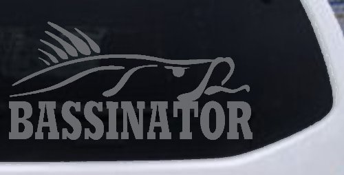 Bassinator Bass Fishing Car or Truck Window Vinyl Decal Sticker (Silver)