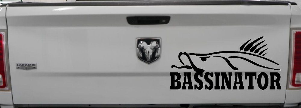 BASSINATOR left Bass Fishing Car or Truck Window Decal Sticker