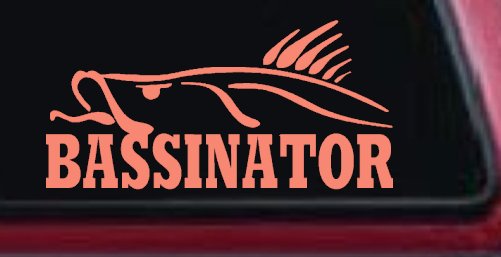 BASSINATOR left Bass Fishing Car or Truck Window Decal Sticker