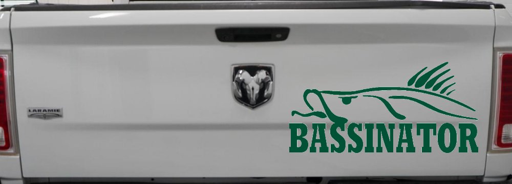 BASSINATOR left Bass Fishing Car or Truck Window Decal Sticker