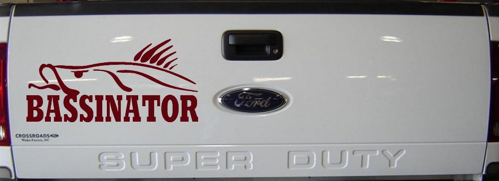 BASSINATOR left Bass Fishing Car or Truck Window Decal Sticker