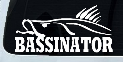 BASSINATOR left Bass Fishing Car or Truck Window Decal Sticker