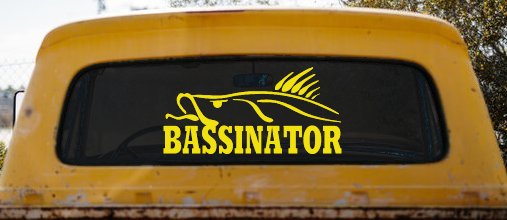 BASSINATOR left Bass Fishing Car or Truck Window Decal Sticker