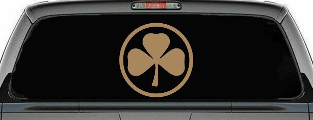 3 Leaf Clover Circle Car or Truck Window Decal Sticker (Light Brown)