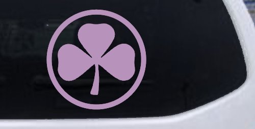 3 Leaf Clover Circle Car or Truck Window Decal Sticker (Lilac)