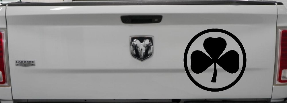 3 Leaf Clover Circle Car or Truck Window Decal Sticker (Matte Black)