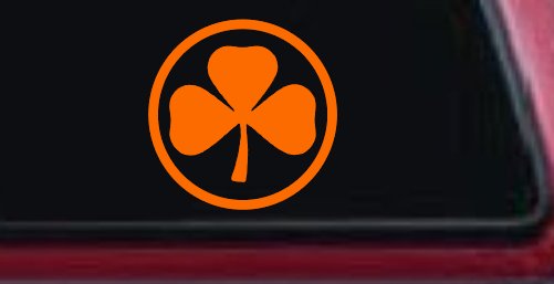 3 Leaf Clover Circle Car or Truck Window Decal Sticker (Orange)