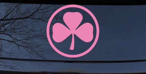 3 Leaf Clover Circle Car or Truck Window Decal Sticker (Pink)