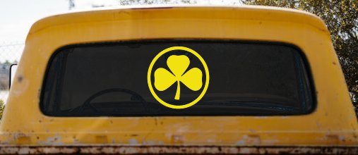 3 Leaf Clover Circle Car or Truck Window Vinyl Decal Sticker (Yellow)